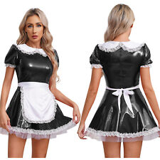 DE ranrann Damen Kostüm Dienstmädchen Lack Maid Kleid Französisches Uniform 