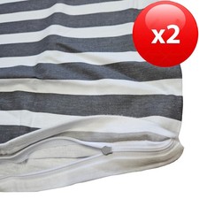 2 Stk 40x80 Kopfkissenbezug Kissenbezug Kissenhülle Grau Weiß Streifen Baumwolle