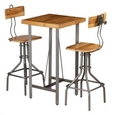 3-tlg. Bar-Set Teak Bartisch Mit Barhocker Set Bistroset Balkonset Gartenset Meu