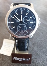 Herrenuhr Regent Uomo * Mineralglas 5 Bar Datumsanzeige Lederband Seiko Werk