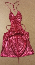 Neckholder Minikleid, tiefer Rückenausschnitt in Rosa - Größe L - Länge 87 cm