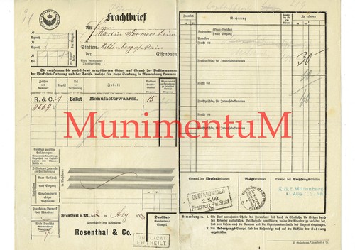 Frachtbrief 1899 rosenthal - frachtbrief,