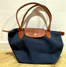 Original Longchamp Handtasche dunkel blau 2 Griffe ohne Logo am Reißverschluss