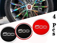4x 56mm für FIAT 500 Schwarz Rot Emblem Nabendeckel Felgendeckel Aufkleber Neu