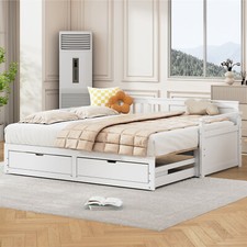 Funktionsbett 90/180x190 Bett Ausziehbett Bettgestell Kinderbett Kojenbett Weiß