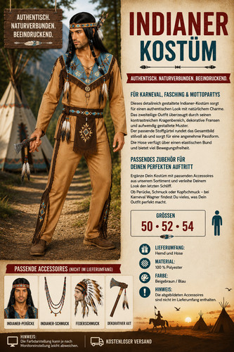 Indianer kostüm herren - kostüm,
