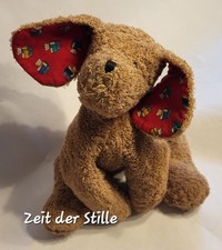 KÄTHE KRUSE Hund Stofftier liegend Braun, Rote Ohren Frottee 25 cm Granulat 