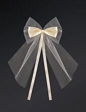 Tüll-Satin Schleifen Hochzeitsdeko Stuhlschleifen Kirchenbankdeko Brautauto  