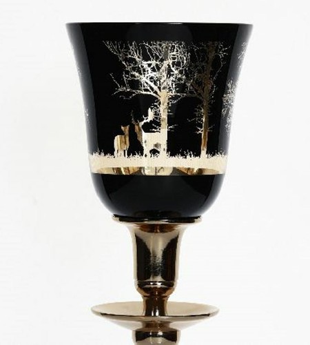Windlichtaufsatz schwarz gold