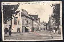 Foto AK Weilheim Pöltnerstraße Esso Zapfsäule Tankstelle Stempel gelaufen 1950er