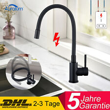 Küchenarmatur Niederdruck Wasserhahn Einhandmischer mit Flexibel Auslauf schwarz