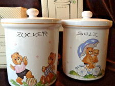 2 Tiriduzzi Italienische Keramik BÄRCHEN Vorratsdose 1,25 L Zucker +Salz NEU/OVP