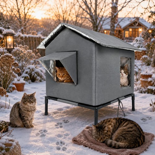 Erhöhtes katzenhaus isoliert - erhöhtes,