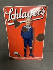 Antikes Reklame Emailschild Schlagers Knabenmode Email Werbung um 1920 #625