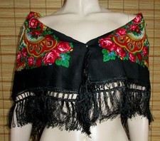 BUNTES TRACHTENTUCH - SCHULTERTUCH - WOLLE- VINTAGE - WIE NEU - 74 cm x 76 cm