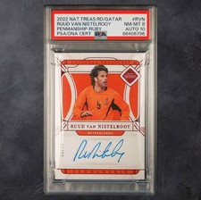 Panini National Treasures 2022 Ruud Van Nistelrooy Penmanship Ruby /25 Auto PSA8