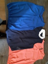 3er Set Chiffon Top Bluse Blau Dunkelblau Apricot Gr. S 36 ärmellos