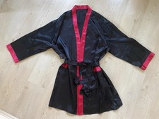 Sexy Kimono, Satin- Look, Schwarz, Gr. L/XL, Neu