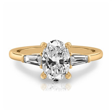 Ehering 18 K Gelbgold Diamant 1,30 ct Ovalschliff Lab Created IGI-zertifiziert
