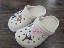 Crocs "Crocband" Creme Gr. 34/35, J3, mit Jibbitz Charms...Neuwertig 