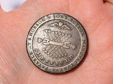 1812 T. S. Hobson & Son's Button Manufacturers Sheffield One Penny Medaille #M153
