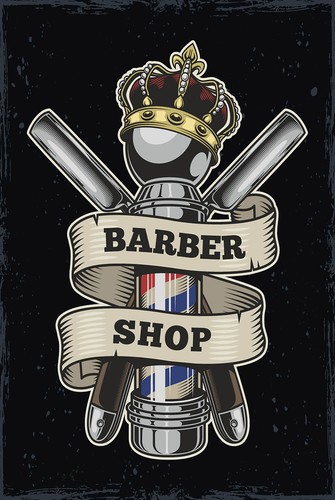 Blechschild 18x12 barbershop - 18x12,