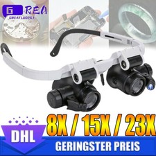 8X 15X 23X Lupenbrille Vergrößerungsbrille Juwelier Uhrmacher LED Lupe Brille