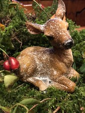 Reh Bambi Deko Figur Christmas Weihnachten Shabby Vintage 12cm glitzernd geeist