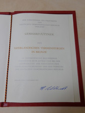 Urkunde zum VVO in Bronze  von 1969 , DDR , NVA , SED , MDI , FDJ