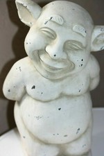 SELTEN Niedliche 34 cm großer Garten Bewacher Keramik Troll Gartenfigur Garten