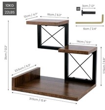 Schreibtischregal mit DREI Etagen - Schreibtisch Regal aus Holz - Kleines Regal