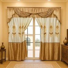 Verdunkelungsvorhang Barock Gardine Blickdicht mit Querbehang Set Perde