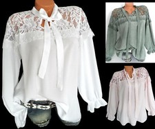 Schluppenbluse Spitze Schleife