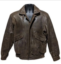 American Eagle Mens Leather Jacket 40 Vintage Aviator Bomber Original USA import