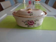 Vintage Terrine mit Deckel Keramik Blumen Motiv Deckeldose Pastetenform Schüssel