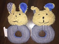 2 Stück- Babylove DM Käthe Kruse Greifling Rassel Klapper Hase blau Weiß Kariert