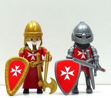2 x MALTESER RITTER ROT B PLAYMOBIL Kreuzritter Johanniter Crusader Custom RAR !