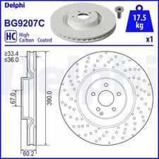 2x DELPHI Bremsscheibe BG9207C
