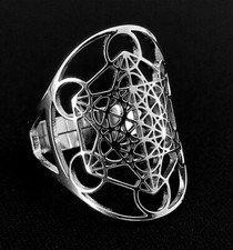 Angel Metatrons Würfel Ring Edelstahl Damen Schmuck Silber Solomon Skyrim RE62