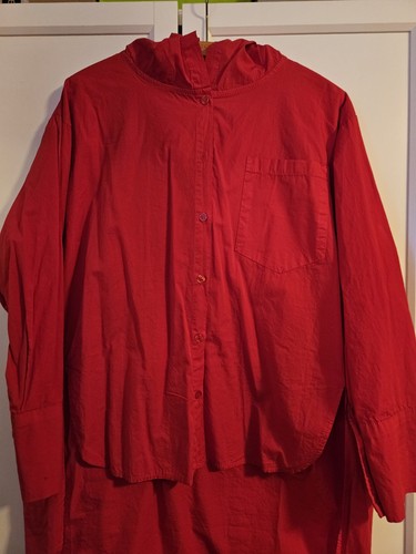 Rote vokuhila bluse mit kapuze - mit,