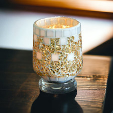 Mosaik windlicht gold grau - mosaik,