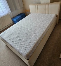 boxspringbett creme 140x200 m. Bettkasten,Lattenrost,Matratze,gratis Tagesdecke