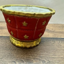 Weihnachtlicher Keramik Übertopf rot gold Sterne ?