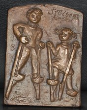 Kleines Wandrelief Messing Original Handguß Signiert * Stölzen Hoper 14,5x 11cm