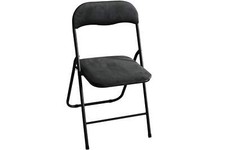 KYNAST Klappstuhl schwarz Samtbezug gepolstert Metallgestell Küchenstuhl Camping