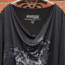 ☆Gr. 48-50☆SAMOON☆schwarzes Shirt mit Wasserfallausschnitt☆3/4 Ärmel☆s. Maße