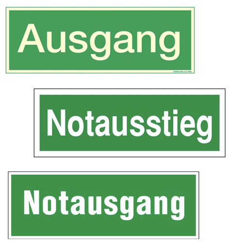 Textschild notausgang - textschild,