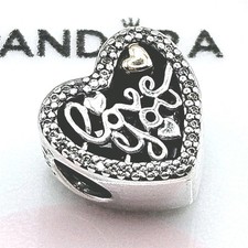 Pandora Charm Bicolor "Herz Love you" 792037 Zirkonia Gold Herz Original Liebe
