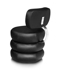 Schwarzer Esszimmer Stuhl Sessel Rund Echtes Leder vom Rind stabil bequem.