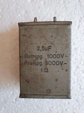 DDR Gleichstrom Hochspannungs Kondensator 2,5µF Betrspg. 1000V- Prüfsg. 3000V-